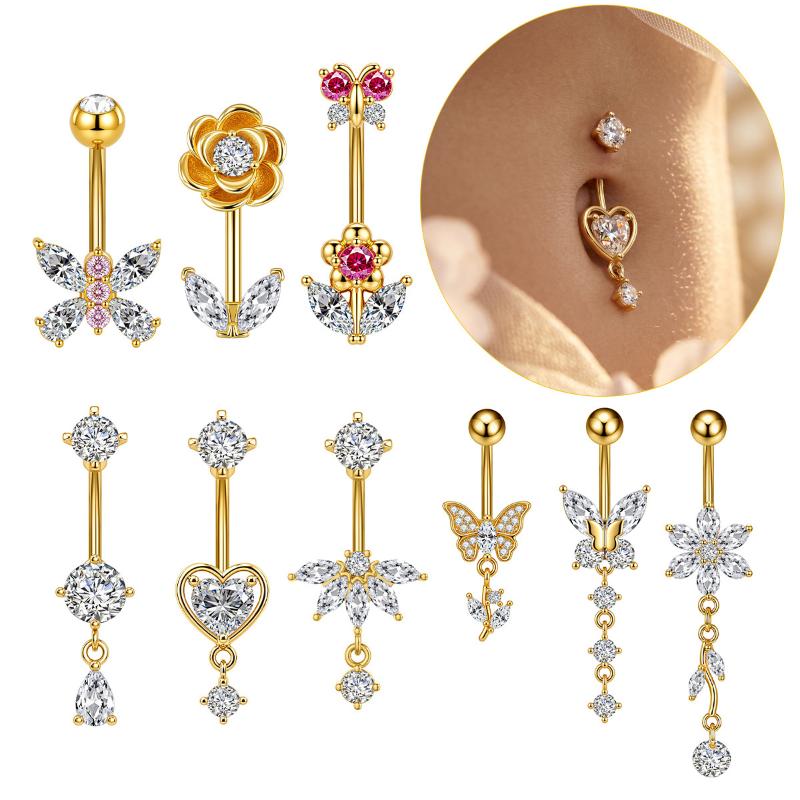 Body Jewelry Belly Button Rings - 1Pcs Zircon Decor Belly Button Ring