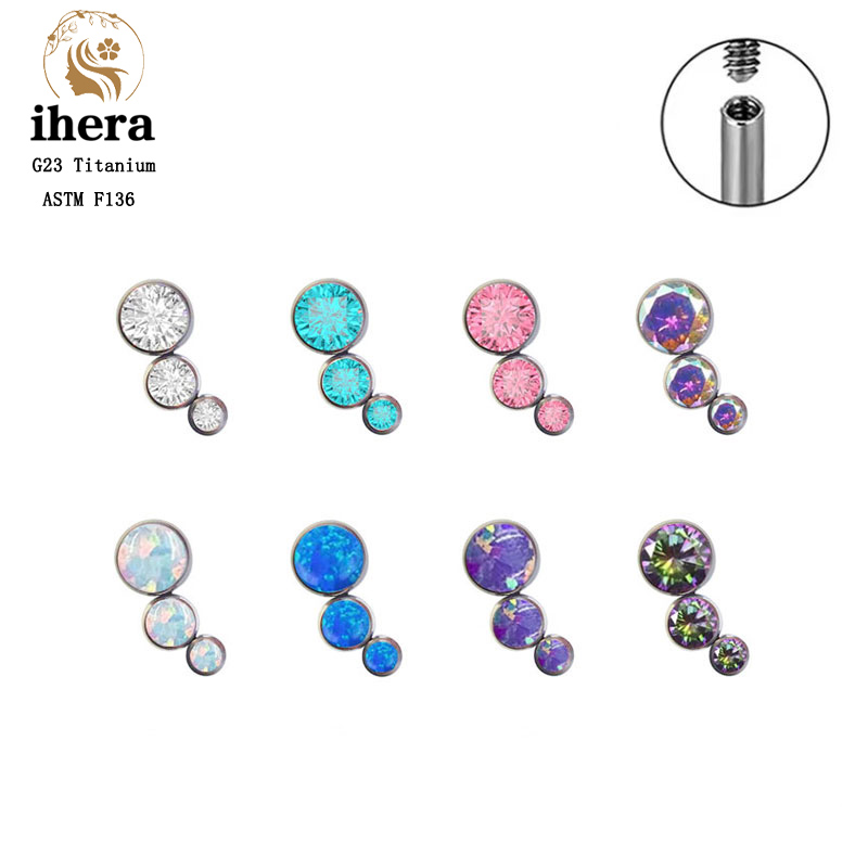 Body Jewelry Lip Ring - G23 Titan Tròn Đính Đá Zircon