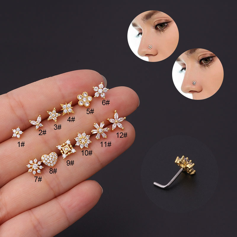 Body Jewelry Indian - 1Pc L Mũi Hình Đinh Thép
