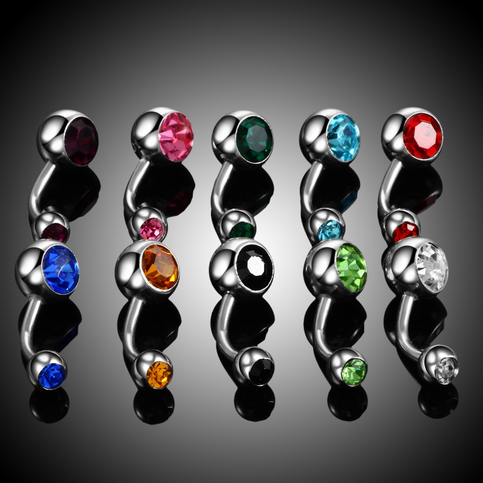 Belly Bar Titanium - 10Pcs/lot Stainless Steel Navel Piercings Rhinestone