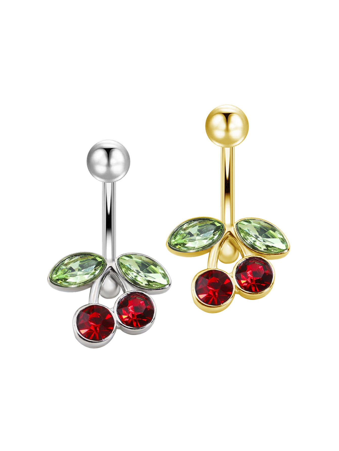 Surgical Steel Red Cherry Rhin - đánh giá và giá Body Jewelry Belly Button Rings