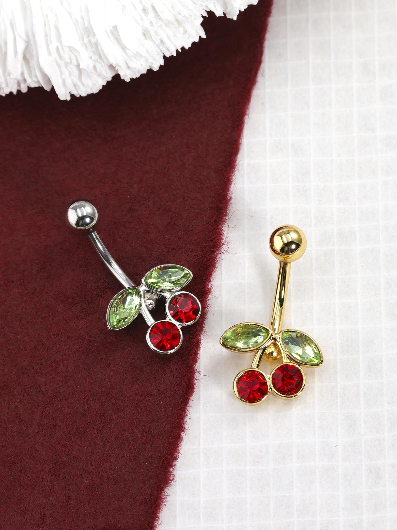 Surgical Steel Red Cherry Rhin - đánh giá và giá Body Jewelry Belly Button Rings
