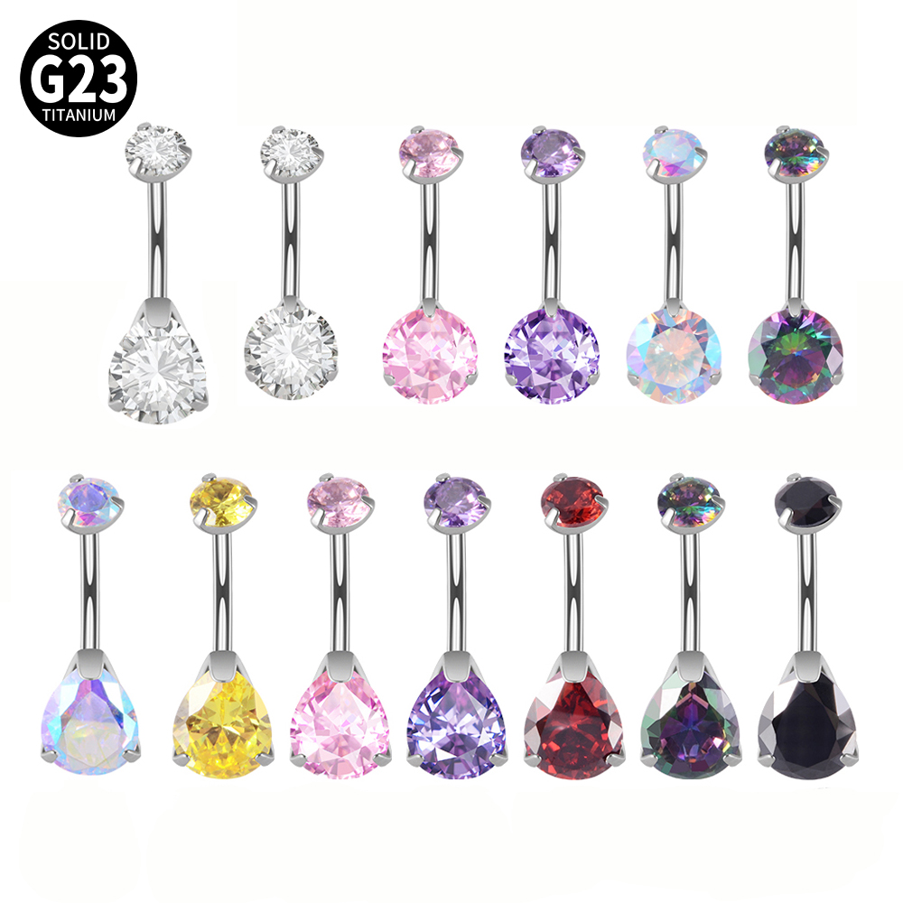 1PC G23 Titanium Zircon Belly  - đánh giá và giá Belly Bar Titanium