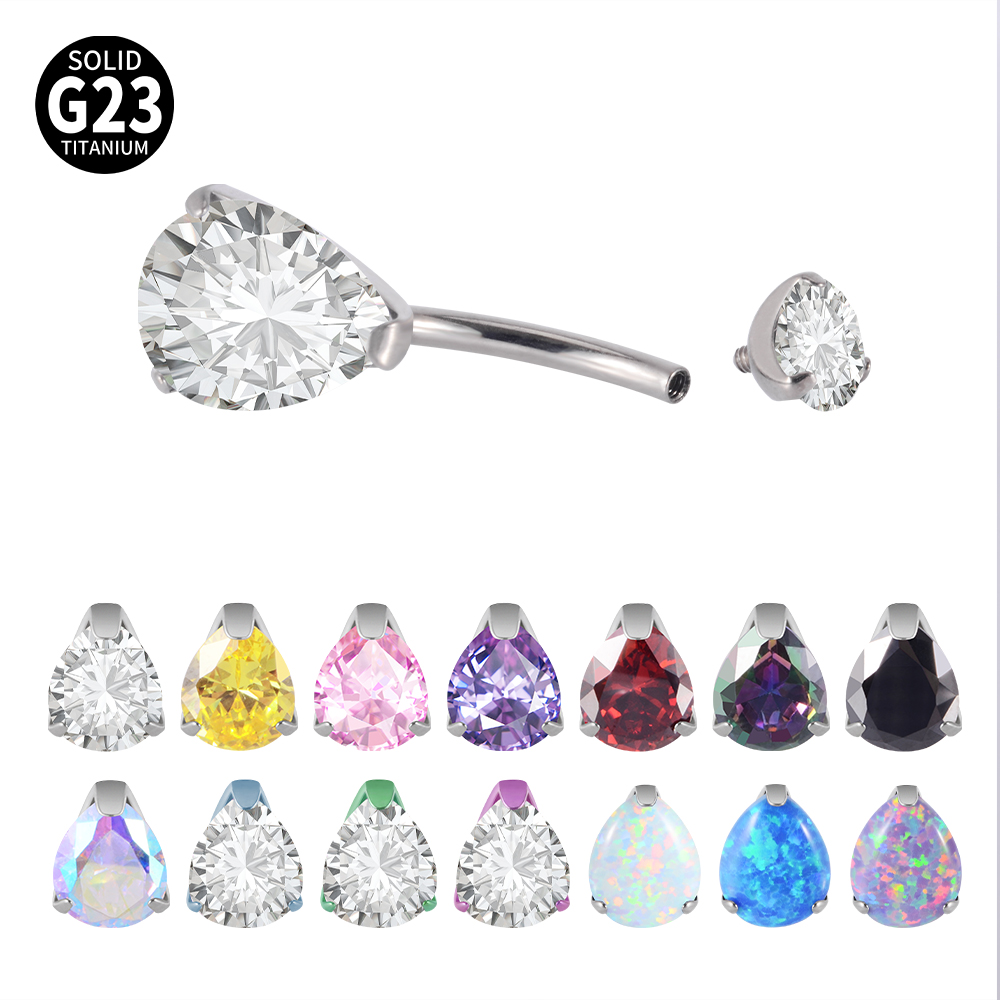 1PC G23 Titanium Zircon Belly  - đánh giá và giá Belly Bar Titanium