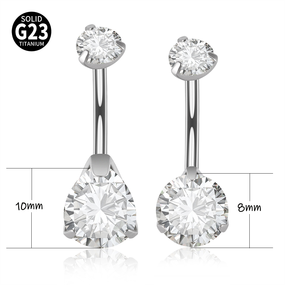 1PC G23 Titanium Zircon Belly  - đánh giá và giá Belly Bar Titanium
