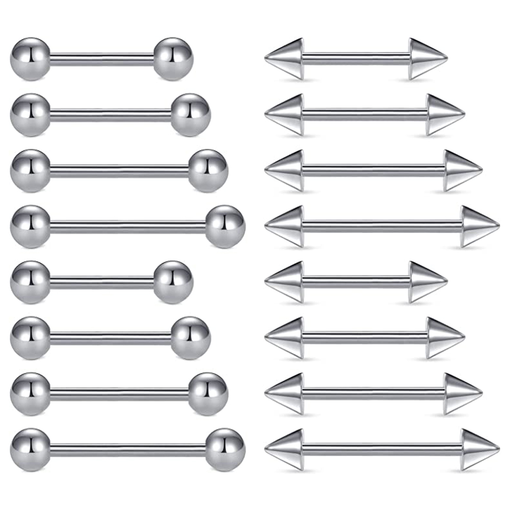 16 Chiếc 14G Thép Không Gỉ Núm - đánh giá và giá Tongue Barbell Straight