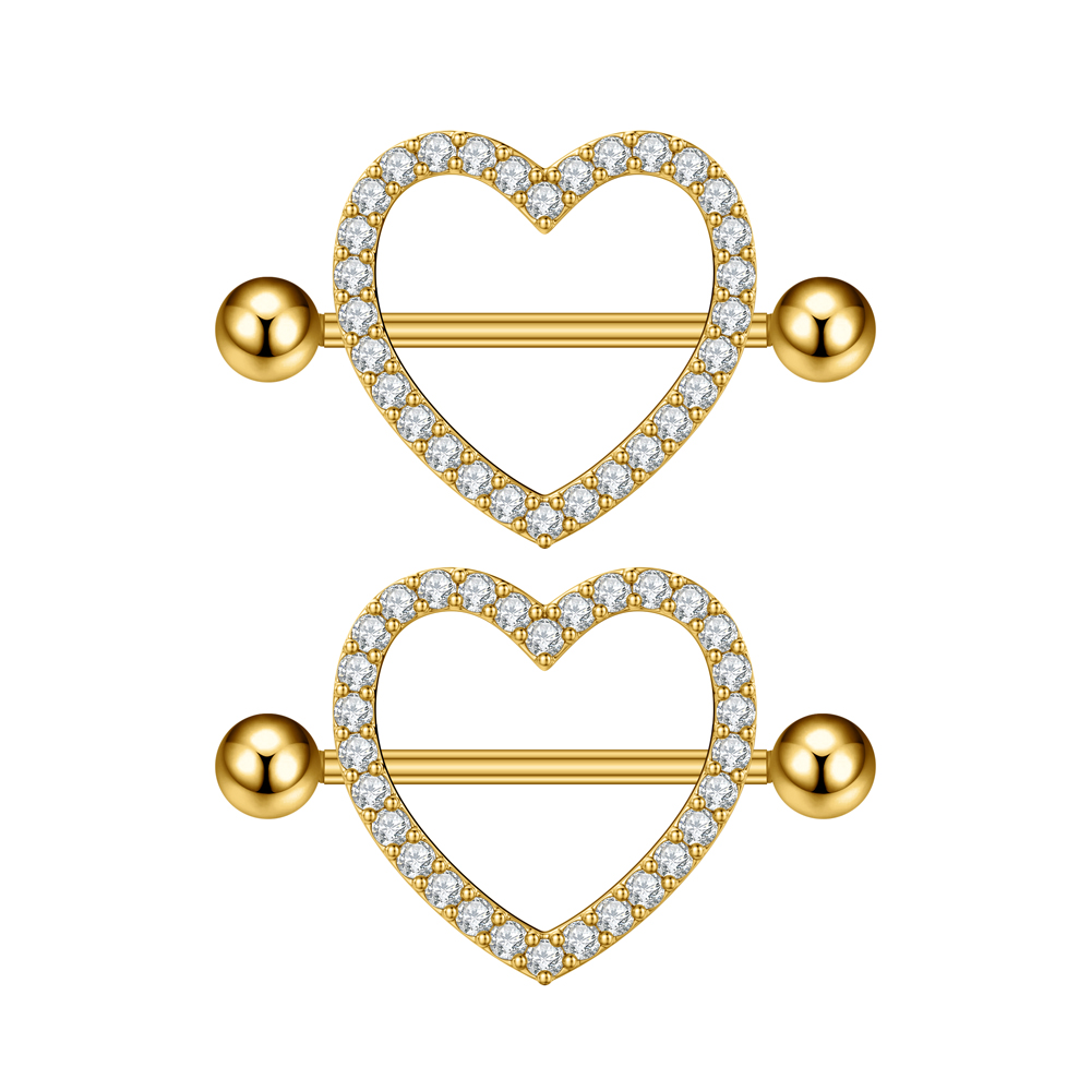 2PCS Both Sides Screwed Heart  - đánh giá và giá Body Jewelry Nipple Rings