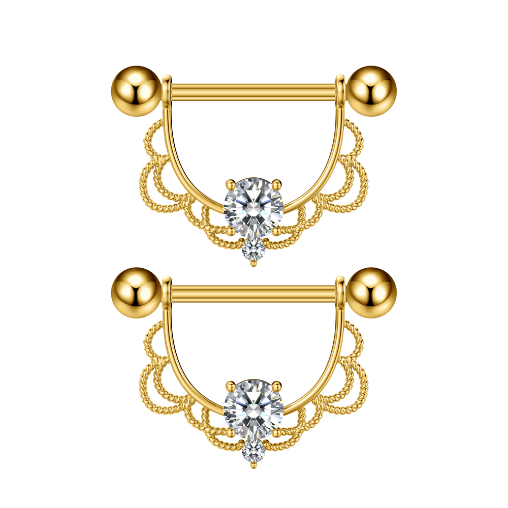 2PCS Both Sides Screwed Heart  - đánh giá và giá Body Jewelry Nipple Rings