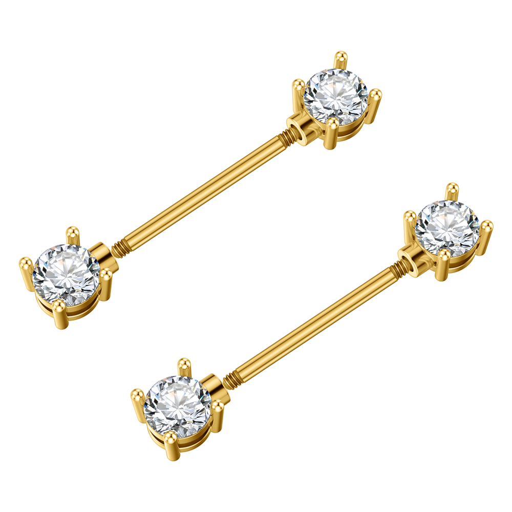 2PCS Both Sides Screwed Heart  - đánh giá và giá Body Jewelry Nipple Rings