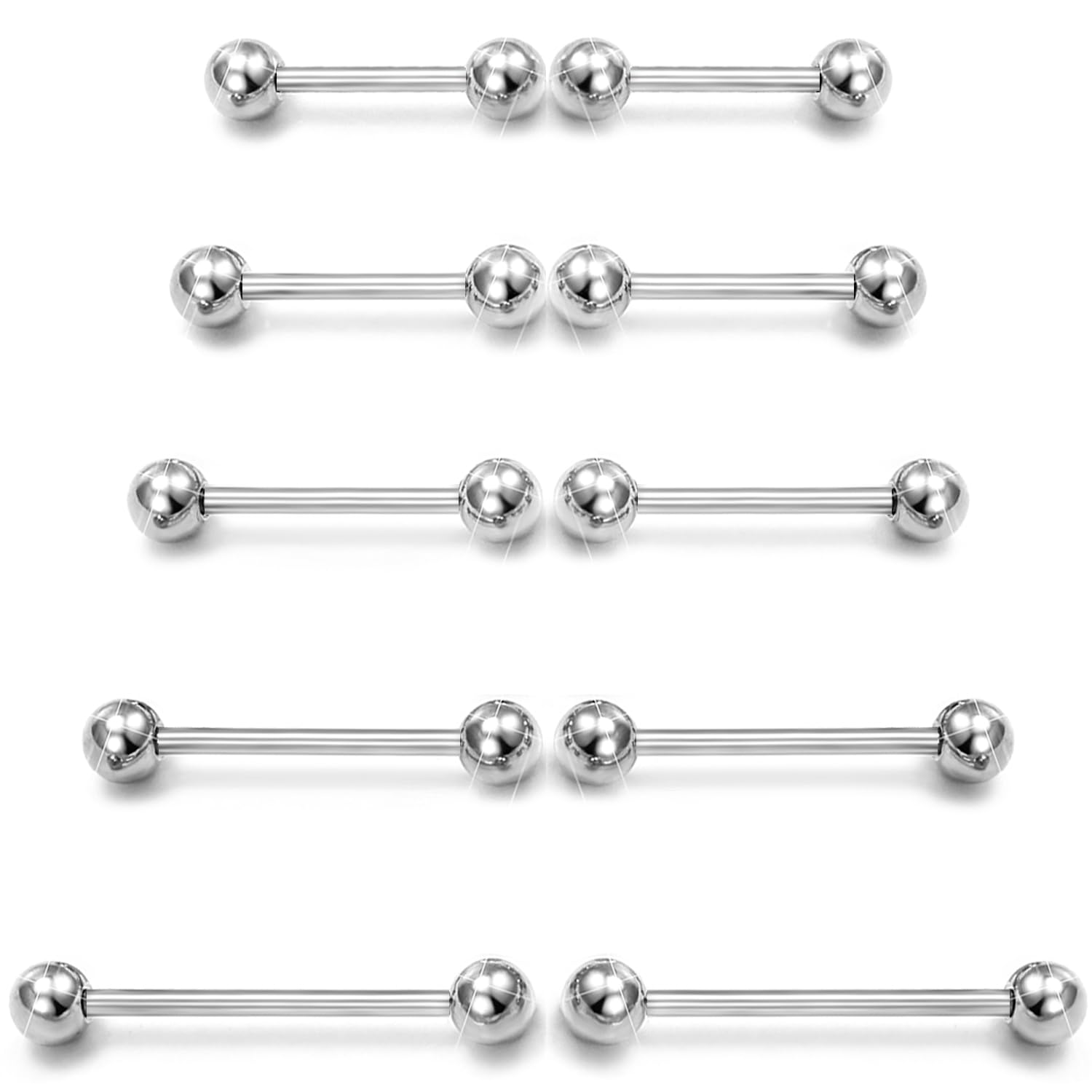10pcs 14G Surgical Steel Strai - đánh giá và giá Tongue Barbell Straight