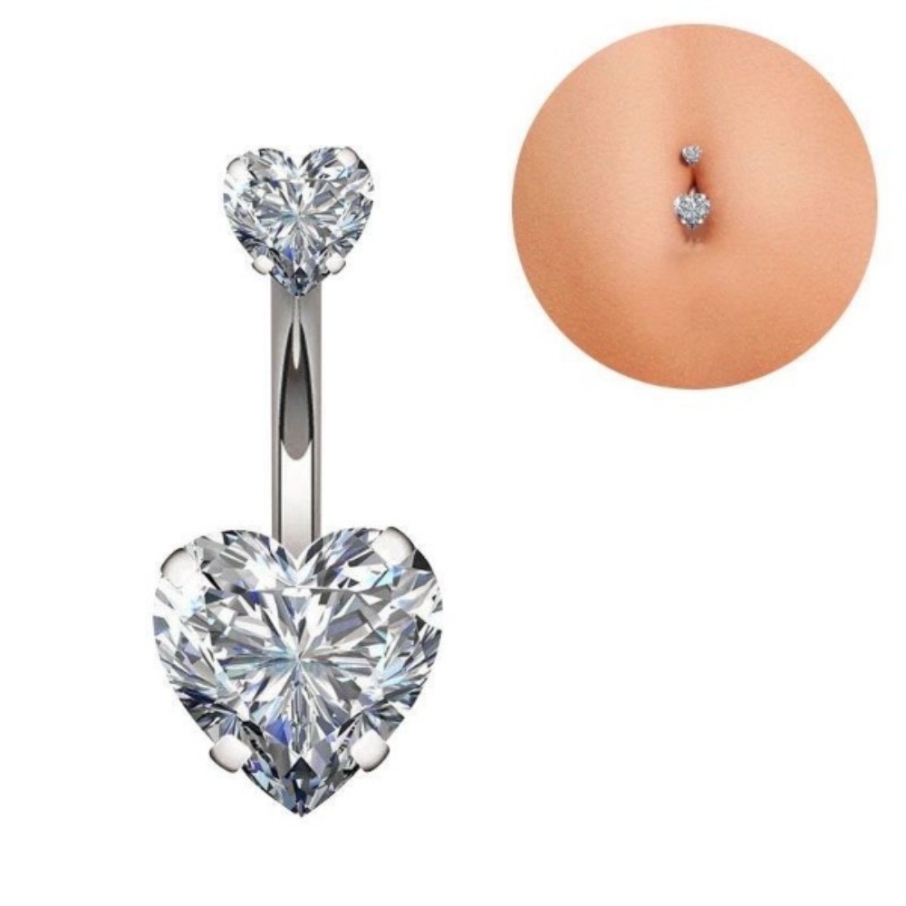 Heart Round Double Head Zircon - đánh giá và giá Body Jewelry Belly Button Rings