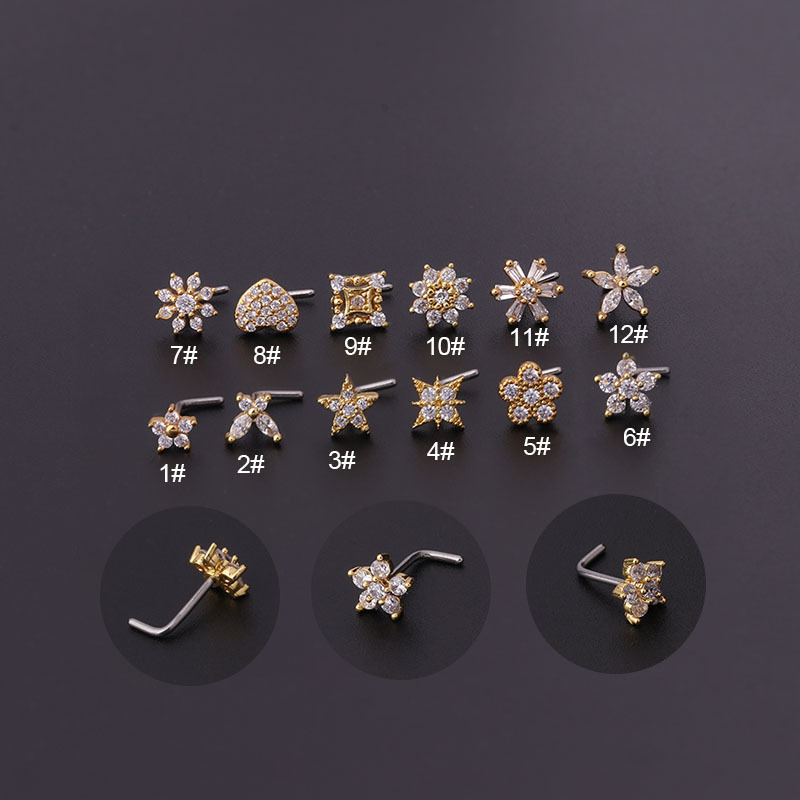 1Pc L Mũi Hình Đinh Thép Không - đánh giá và giá Body Jewelry Indian