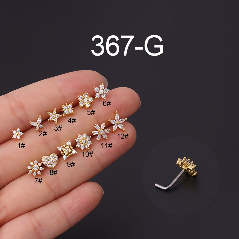 1Pc L Mũi Hình Đinh Thép Không - đánh giá và giá Body Jewelry Indian