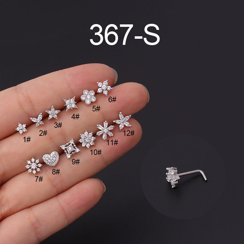 1Pc L Mũi Hình Đinh Thép Không - đánh giá và giá Body Jewelry Indian