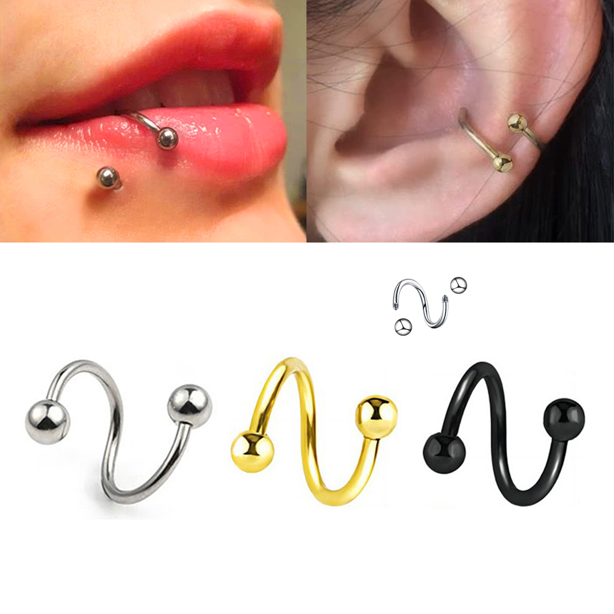 Women's Spiral Earrings Pierci - đánh giá và giá Body Jewelry Lip Ring