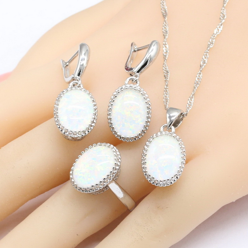 Úc Trắng Opal Đá Màu Bạc Bộ Tr - đánh giá và giá Body Jewelry Australia