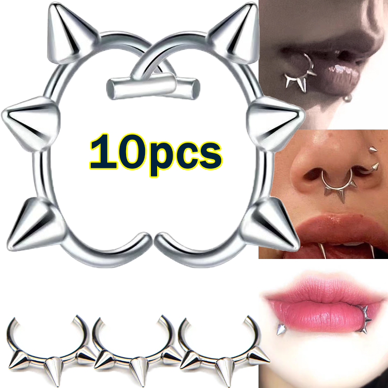10pcs Punk Nose Ring One Nail  - đánh giá và giá Body Jewelry Lip Ring