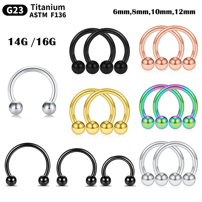 1/5Pcs Titanium Horseshoe Sept - đánh giá và giá Body Jewelry Nipple Rings