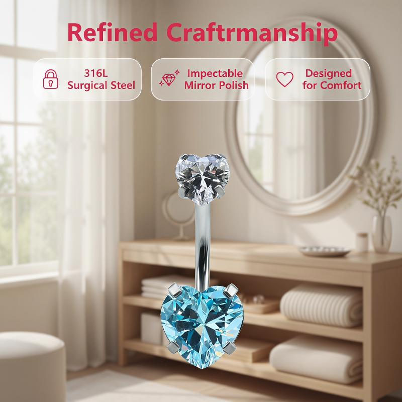 Shiny Heart Design Belly Butto - đánh giá và giá Body Jewelry Belly Button Rings