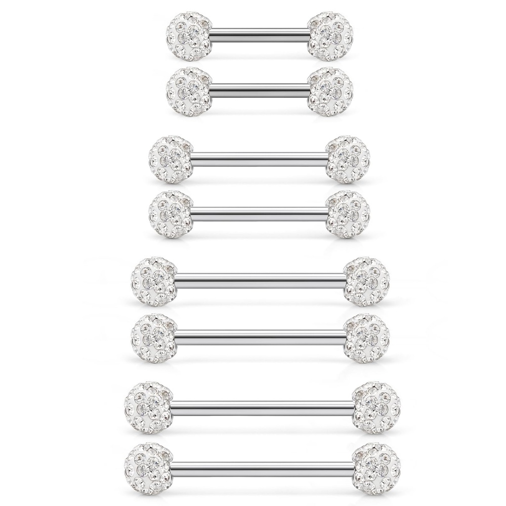 8 Pcs 14G CZ Paved Ball Tongue - đánh giá và giá Tongue Barbell Straight