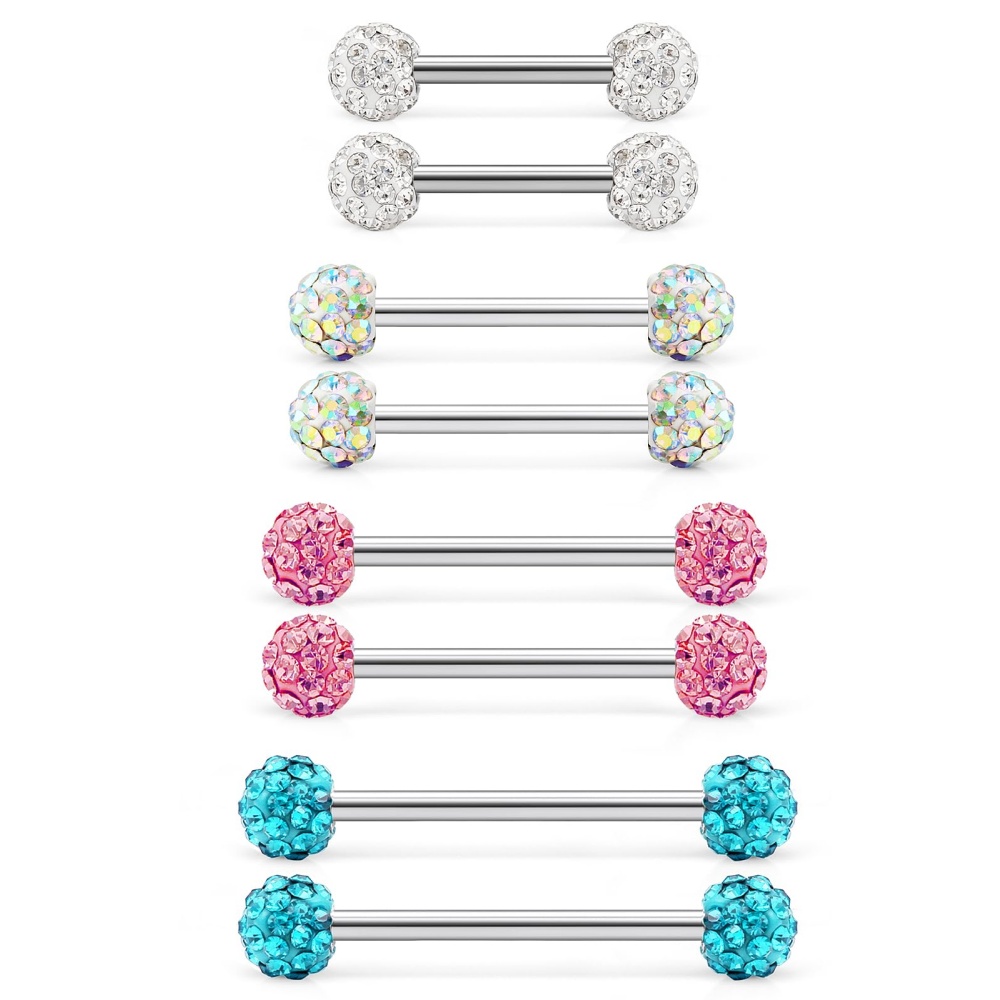 8 Pcs 14G CZ Paved Ball Tongue - đánh giá và giá Tongue Barbell Straight