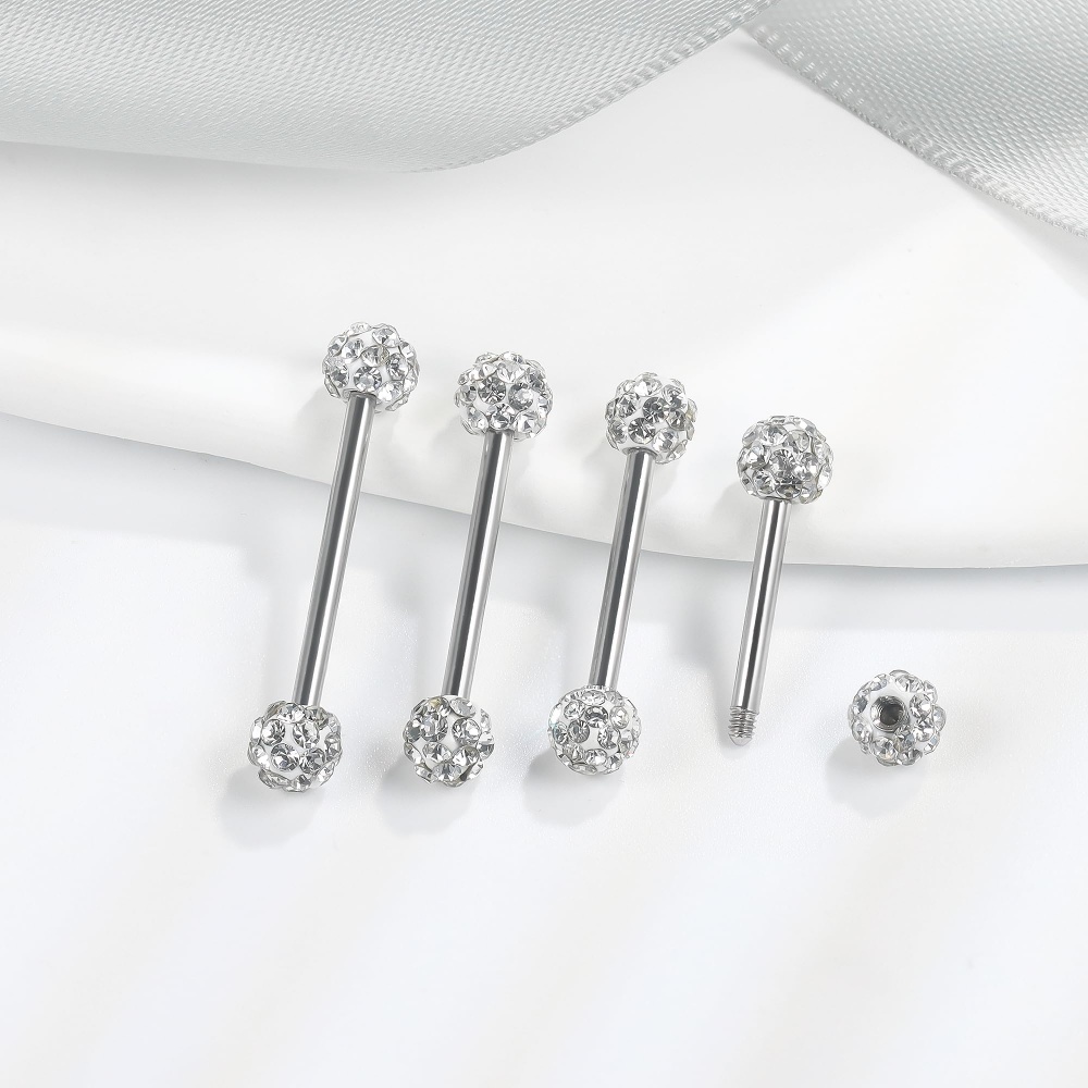 8 Pcs 14G CZ Paved Ball Tongue - đánh giá và giá Tongue Barbell Straight