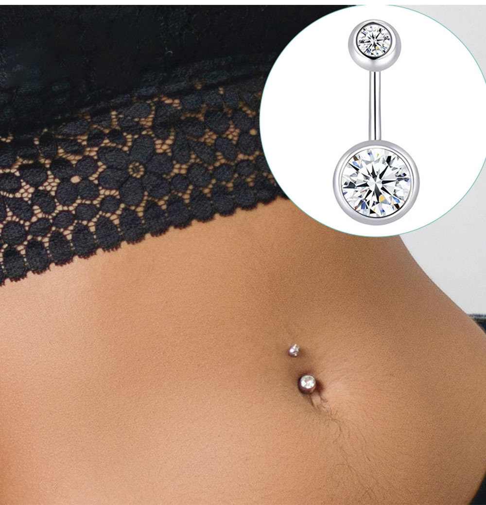 Double Gem Belly Button Rings  - đánh giá và giá Belly Bar Titanium