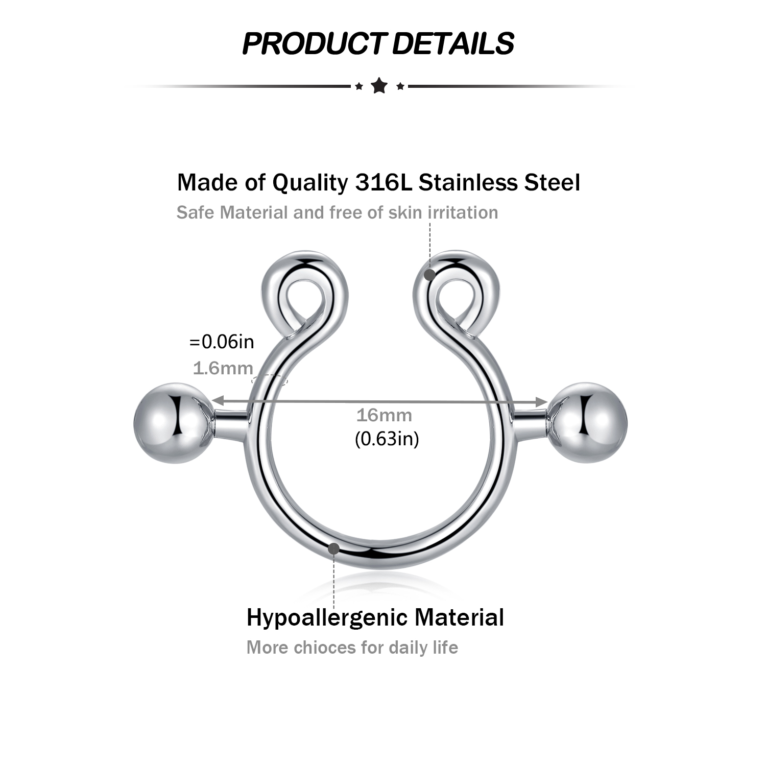 8Pcs Stainless Fake Nipple Rin - đánh giá và giá Body Jewelry Nipple Rings