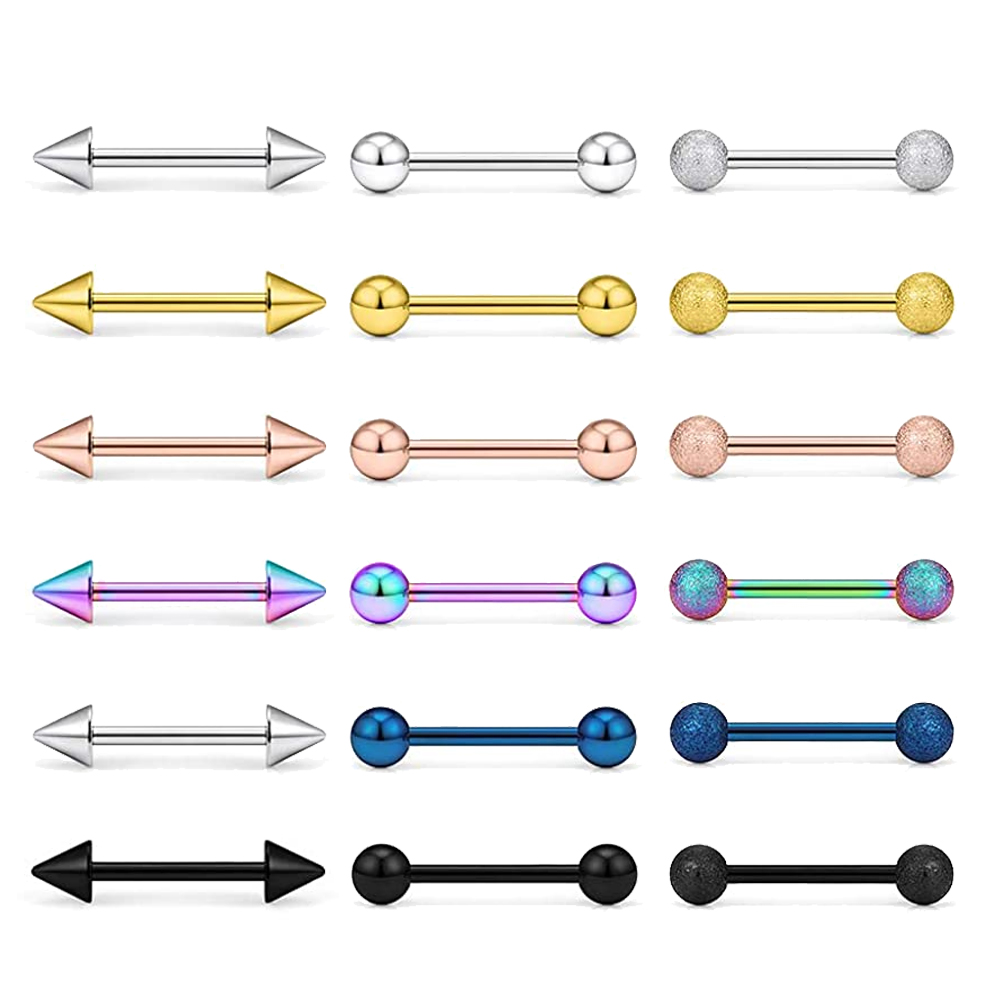 14G Lưỡi Nhẫn Phẫu Thuật Thép  - đánh giá và giá Tongue Barbell Straight