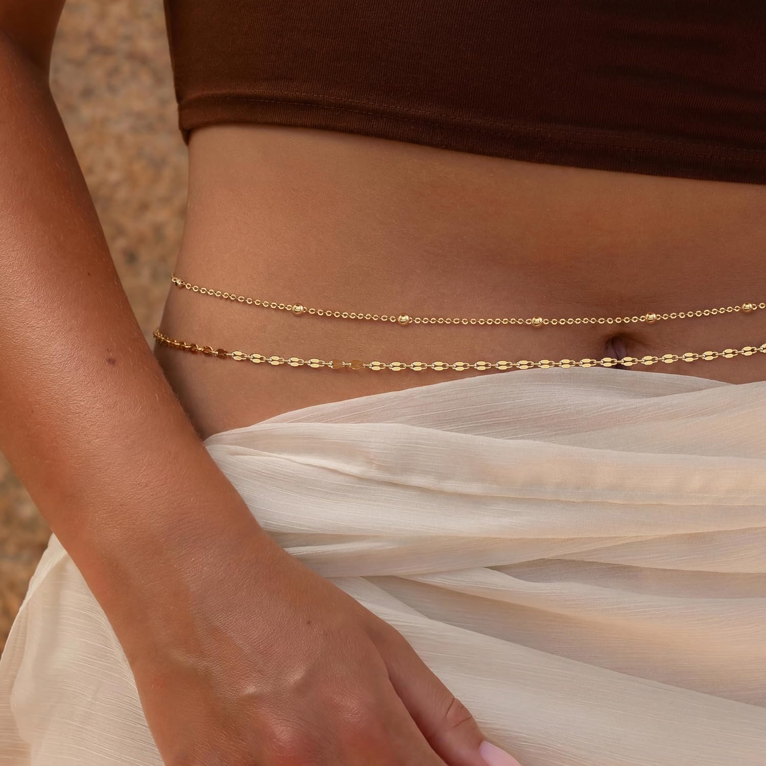 14K Gold Plated Waist Chain Wo - đánh giá và giá Body Jewelry In Bulk